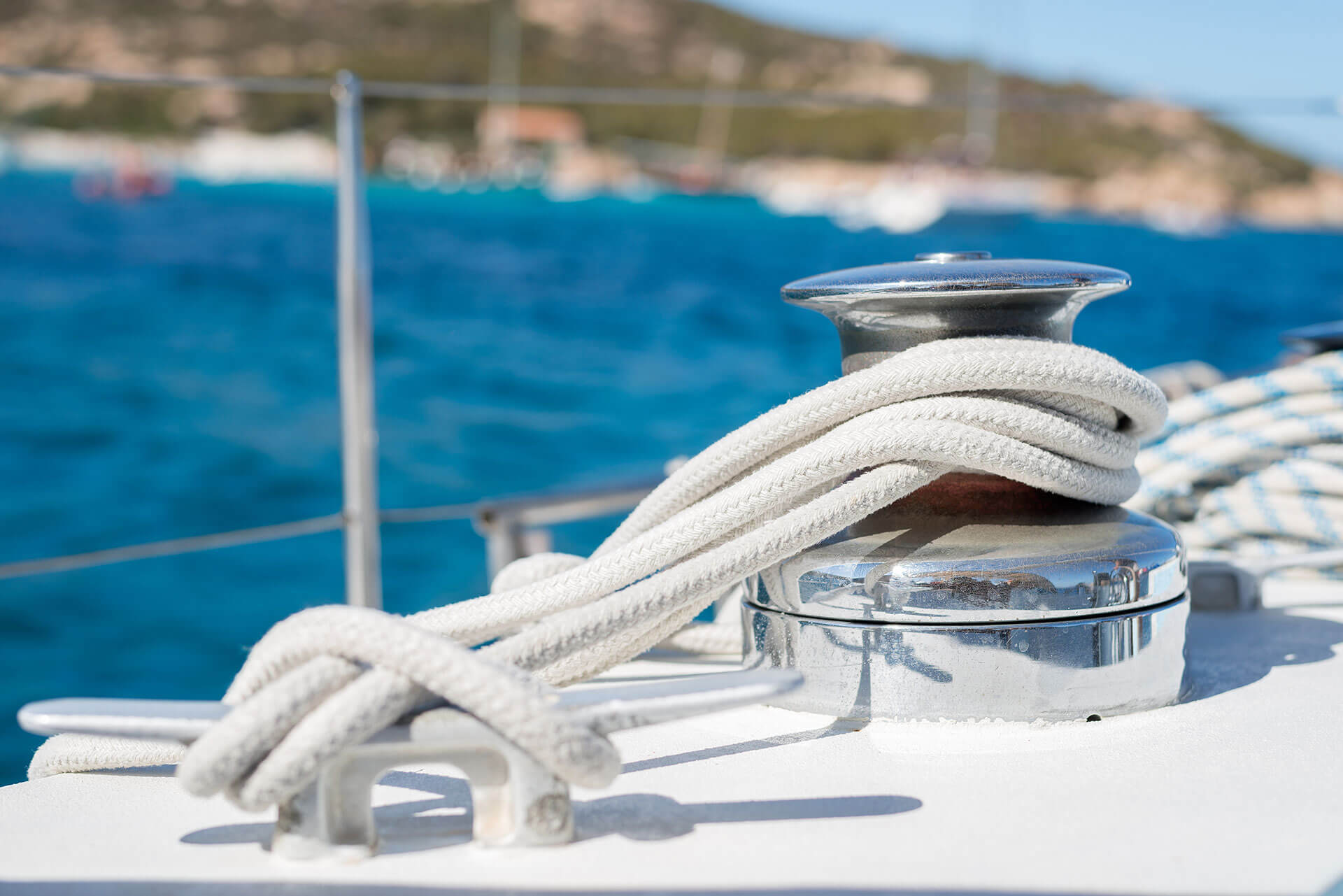 close up of boat's anchor rope