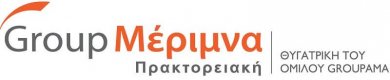 photo of a dominant grey red logo on a white backround